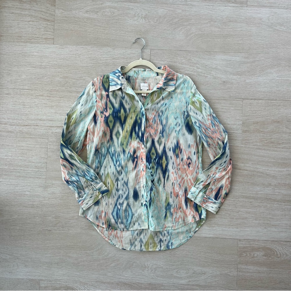 Chicos button up down cotton shirt. Perfect condition. SIZE 1